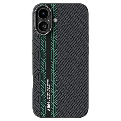 ABEEL iPhone 16 Plus Mobilskal PC TPU Aluminium PU Läder - Textur 2