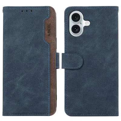 ABEEL iPhone 16 Plus Plånboksfodral RFID-Skydd Blå KonstLäder