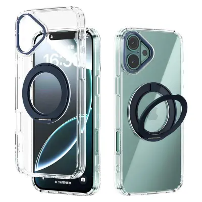 ABEEL Q-LUCK iPhone 16 Plus Mobilskal med Ställ Dark Blue - Blå