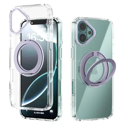 ABEEL Q-LUCK iPhone 16 Plus Mobilskal Shockproof Med Kickstand Lila