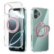 ABEEL Q-LUCK Mobilskal till iPhone 16 Plus Shockproof Med Kickstand - Rosa