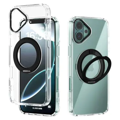 ABEEL Q-LUCK iPhone 16 Plus Mobilskal Shockproof Med Kickstand - Svart