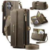 Caseme iPhone 16 Plus Plånboksfodral RFID Blocking Zipper - Brun