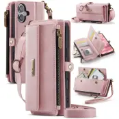 Caseme iPhone 16 Plus Plånboksfodral RFID Blocking Zipper - Rosa