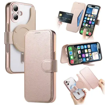 CASENEO iPhone 16 Plus TPU Inre Mobilskal - Äkta läder - Roséguld