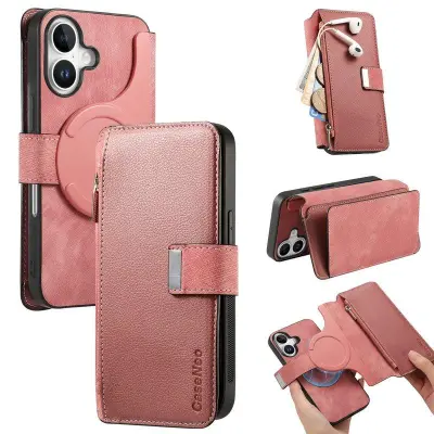 CASENEO MW-02 iPhone 16 Plus Plånboksfodral Konstläder - Rosa