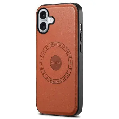 DENIOR A10 iPhone 16 Plus Fodral Konstläder Hybrid Brun