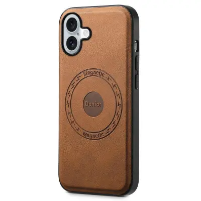DENIOR A11 iPhone 16 Plus Magnetfodral Konstläder Brun