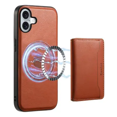 DENIOR D12 iPhone 16 Plus Magnetiskt Fodral TPU+PC - Brun