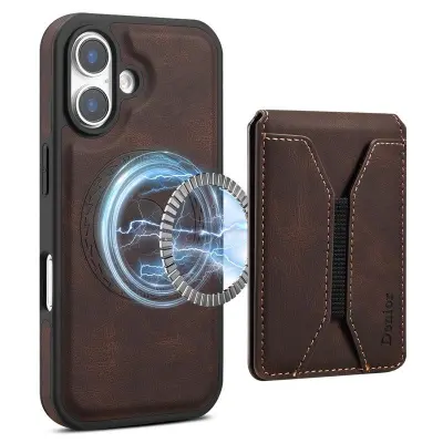 DENIOR D17 iPhone 16 Plus Fodral KonstLäder - Brun