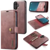 DG.MING iPhone 16 Plus Plånboksfodral Split Läder - Röd