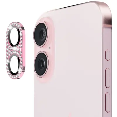 Enkay Rhinestone Camera Glass (iPhone 16/16 Plus) - Silver