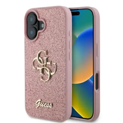 Guess iPhone 16 Plus Mobilskal Fixed Glitter Big 4G - Rosa