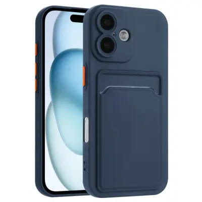 iPhone 16 Plus Mobilskal Korthållare TPU - Marinblå