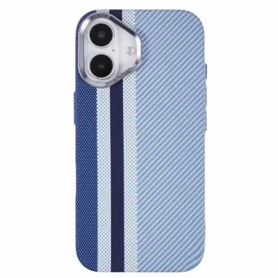 iPhone 16 Plus Mobilskal Magsafe Kevlar Aramid Fiber - Blå