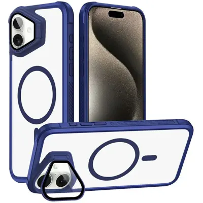 iPhone 16 Plus Mobilskal Magsafe med Linsskyddsstöd (Blå)