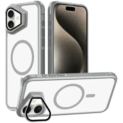 iPhone 16 Plus Mobilskal Magsafe med Linsskyddsstöd (Grå)