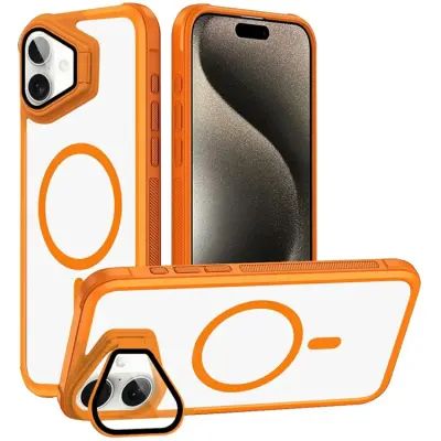 iPhone 16 Plus Mobilskal Magsafe med Linsskyddsstöd (Orange)