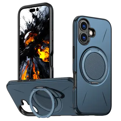 iPhone 16 Plus Mobilskal MagSafe Rotating Kickstand TPU + PC (Blå)