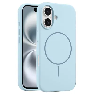 iPhone 16 Plus Mobilskal MagSafe Silikon Anti Drop - Blå
