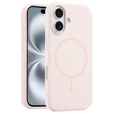 iPhone 16 Plus Mobilskal MagSafe Silikon Anti Drop - Rosa