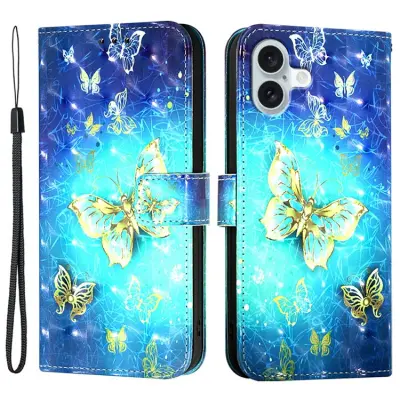 iPhone 16 Plus Plånboksfodral Printing Pattern Med Rem