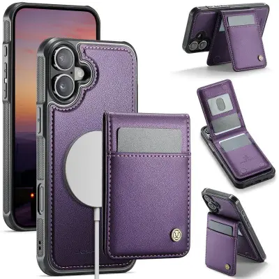 JEEHOOD J06 iPhone 16 Plus Läderfodral MagSafe RFID - Lila