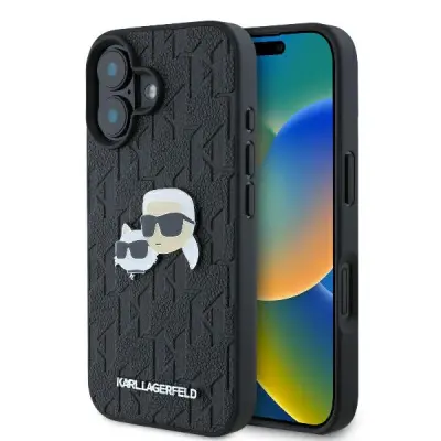 Karl Lagerfeld iPhone 16 Plus Mobilskal Karl & Chaoupette Head Pin - Svart