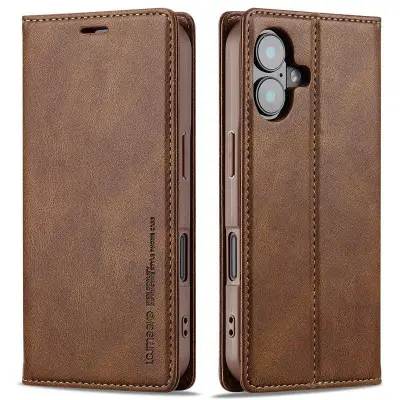 LC.IMEEKE iPhone 16 Plus Fodral KonstLäder - Brun