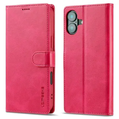 LC.IMEEKE iPhone 16 Plus Plånboksfodral Konstläder - Rosa