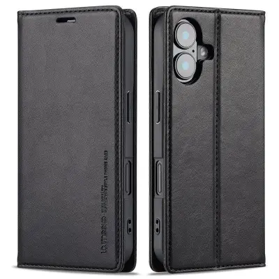 LC.IMEEKE iPhone 16 Plus Plånboksfodral Konstläder - Svart