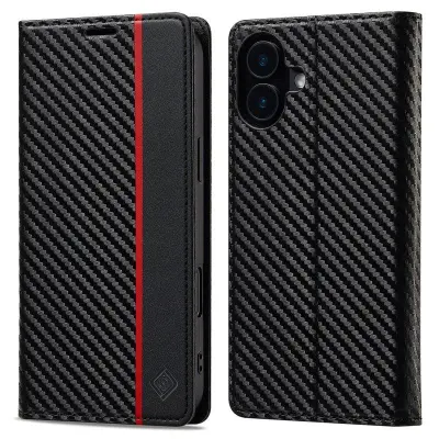 LC.IMEEKE iPhone 16 Plus Plånboksfodral Konstläder - Vertikal Rand