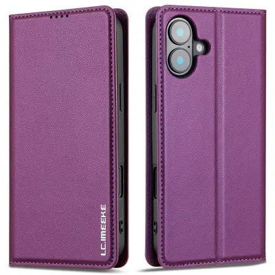 LC.IMEEKE L1 Series iPhone 16 Plus Plånboksfodral Konstläder - Lila