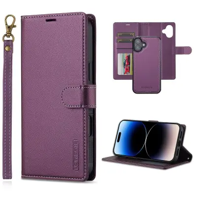 LC.IMEEKE L2 Series iPhone 16 Plus Plånboksfodral Konstläder - Lila