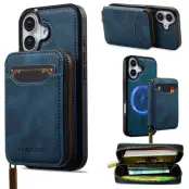 LC.IMEEKE L6 iPhone 16 Plus Plånboksfodral Konstläder - Blå