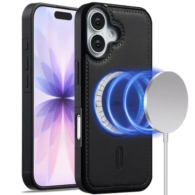 LC.IMEEKE L6 iPhone 16 Plus Fodral KonstLäder - Svart