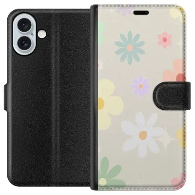 Plånboksfodral till Apple iPhone 16 Plus med fejdande blommor