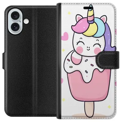 Plånboksfodral till Apple iPhone 16 Plus med Glad enhörning