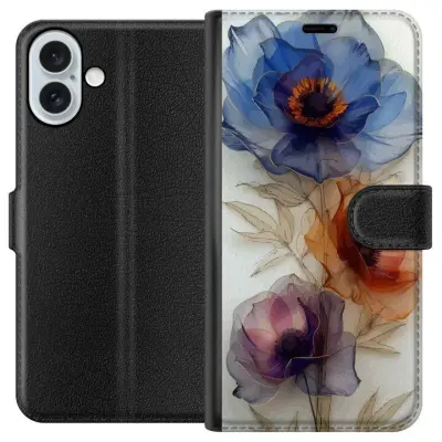 Plånboksfodral till Apple iPhone 16 Plus med Silkesblommor
