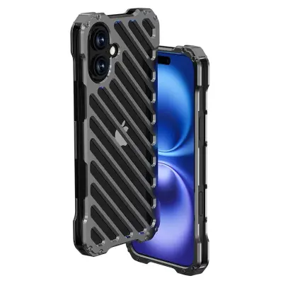 R-JUST RJ-50 iPhone 16 Plus Mobilskal Aluminium Alloy Svart