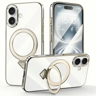 SULADA iPhone 16 Plus Mobilskal MagSafe Kickstand Klar PC Grå