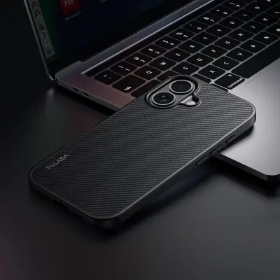 SULADA iPhone 16 Plus Mobilskal MagSafe Metallram PU+TPU Svart