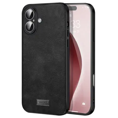 SULADA iPhone 16 Plus Mobilskal PU Läder + TPU + PC - Svart