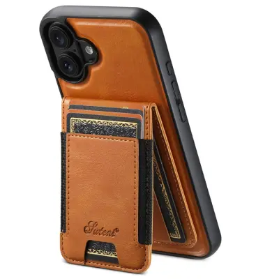 SUTENI iPhone 16 Plus Mobilskal MagSafe Korthållare H17 - Khaki