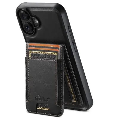 SUTENI iPhone 16 Plus Mobilskal MagSafe Korthållare H17 - Svart