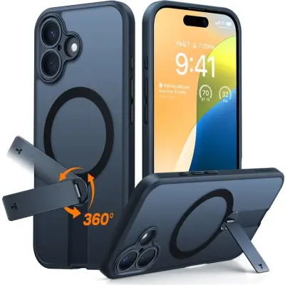 Torras iPhone 16 Plus Mobilskal Magsafe Rotating Kickstand - Svart