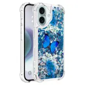 Trolsk Mobilskal med Flytande Glitter - Fjäril (iPhone 16 Plus)