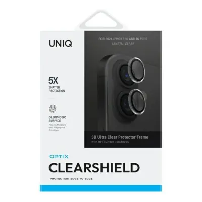 UNIQ iPhone 16/16 Plus Kameralinsskydd Härdat Glas Optix Clear