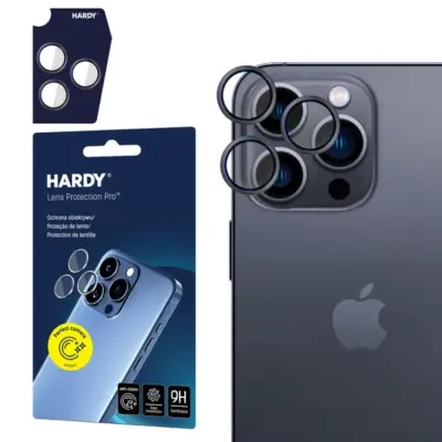3mk iPhone 16 Pro/16 Pro Max Kameralinsskydd Härdat Glas Hardy Pro - Svart