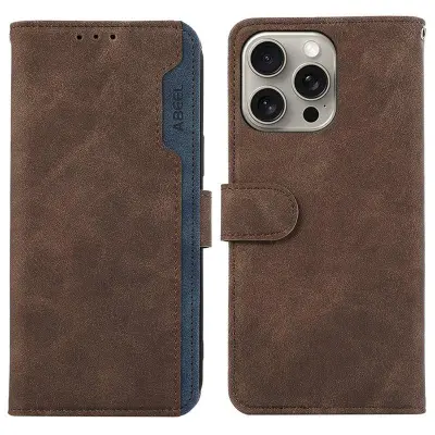 ABEEL iPhone 16 Pro Max Plånboksfodral Konstläder RFID-Skydd - Brun